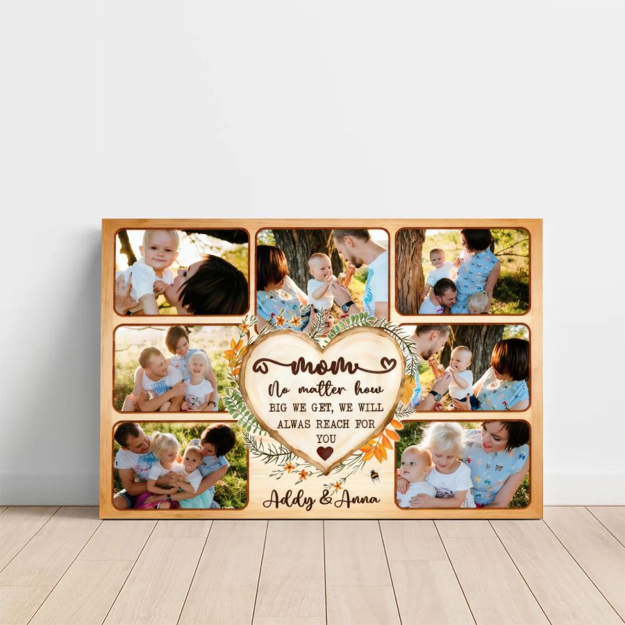 Personalized Mom Photo Collage Canvas, Custom Kids Photos Mother's Day Gift