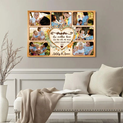 Personalized Mom Photo Collage Canvas, Custom Kids Photos Mother's Day Gift
