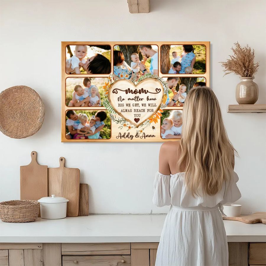 Personalized Mom Photo Collage Canvas, Custom Kids Photos Mother's Day Gift