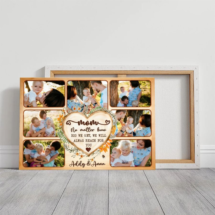 Personalized Mom Photo Collage Canvas, Custom Kids Photos Mother's Day Gift