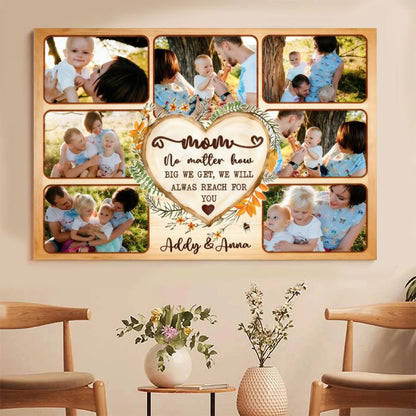 Personalized Mom Photo Collage Canvas, Custom Kids Photos Mother's Day Gift