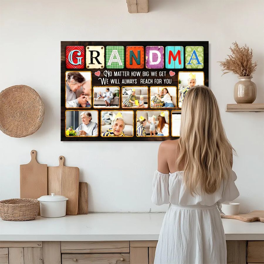 Personalized Mom Photo Collage Canvas, Custom Kids Pictures Mother's Day Gift