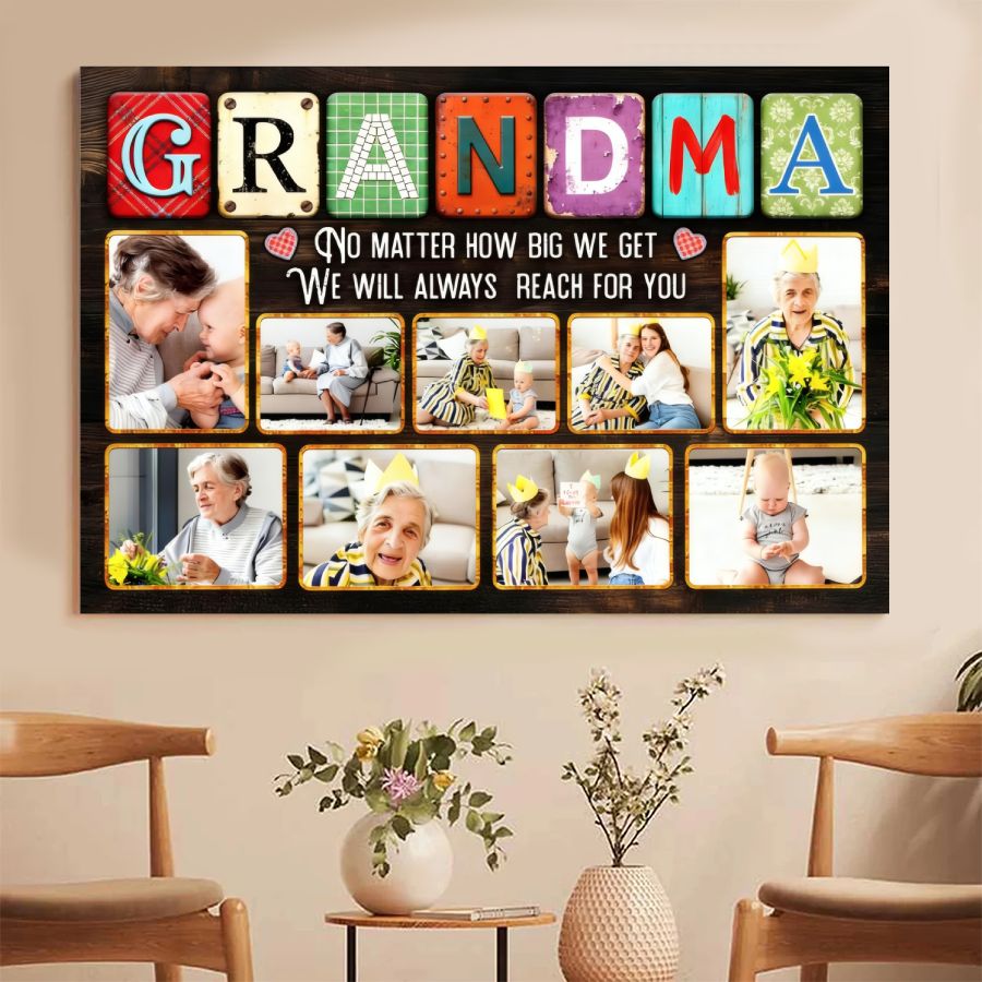 Personalized Mom Photo Collage Canvas, Custom Kids Pictures Mother's Day Gift