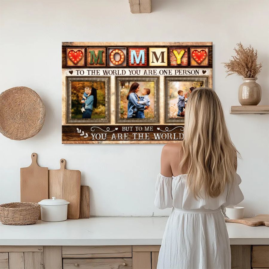 Personalized MOM Photo Collage Canvas, Custom Mother's Day Gift Wall Art