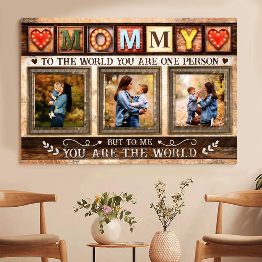 Personalized MOM Photo Collage Canvas, Custom Mother's Day Gift Wall Art
