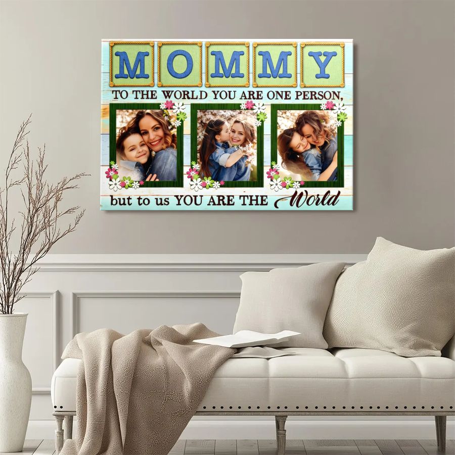 Personalized Mommy Photo Collage Canvas, Custom Mother's Day Gift Wall Art