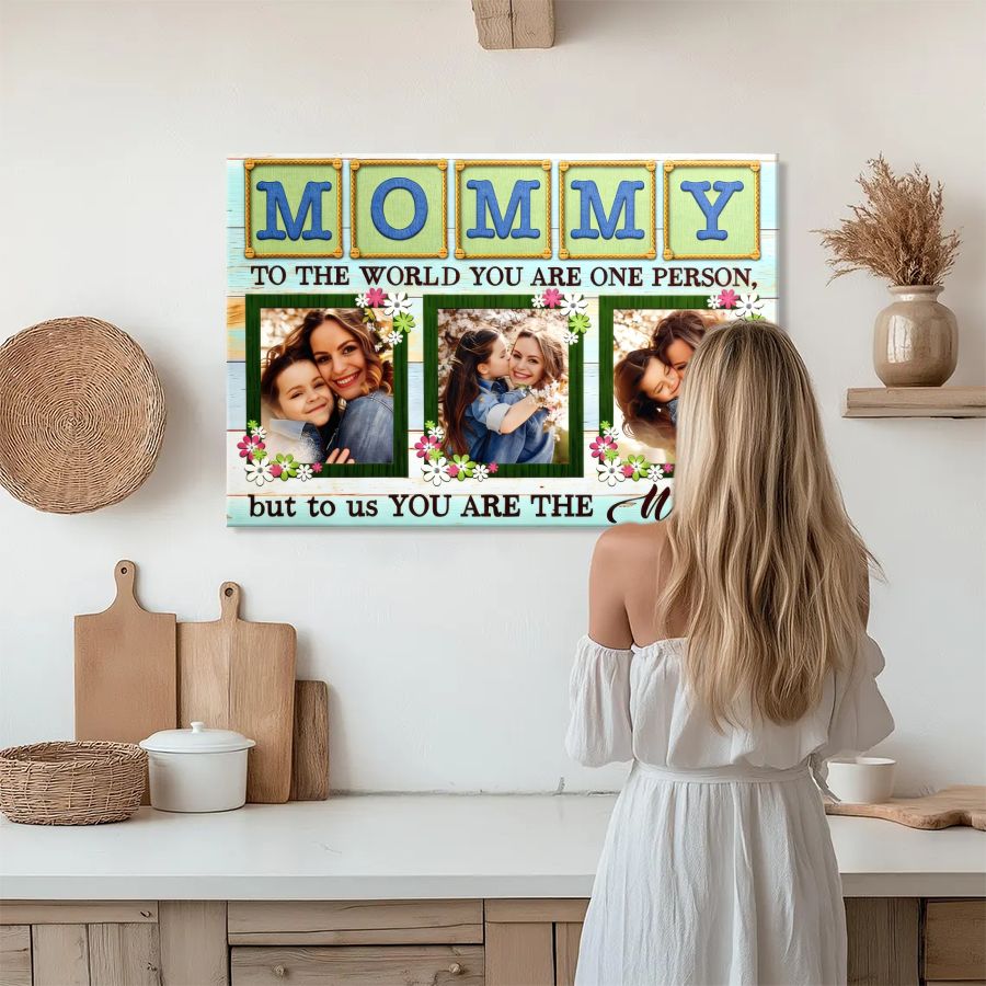 Personalized Mommy Photo Collage Canvas, Custom Mother's Day Gift Wall Art