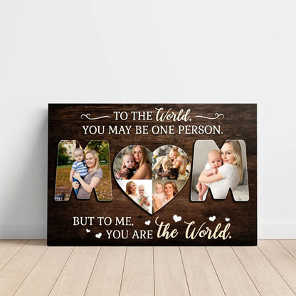 Personalized MOM Heart Photo Collage Canvas, Custom Mother's Day Gift
