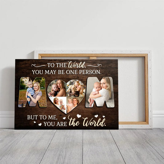 Personalized MOM Heart Photo Collage Canvas, Custom Mother's Day Gift
