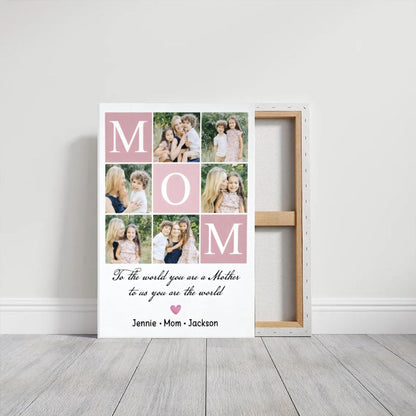 Personalized MOM Photo Collage Canvas, Custom Mother's Day Family Picture Wall Art Gift