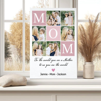 Personalized MOM Photo Collage Canvas, Custom Mother's Day Family Picture Wall Art Gift