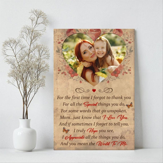 Custom Photo Mother's Day Canvas, Personalized Heart Photo Gift for Mom