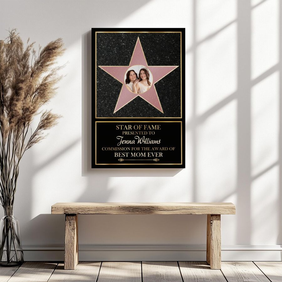 Personalized Star of Fame Canvas Print with Photo, Best Mom Ever Custom Gift for Mother's Day
