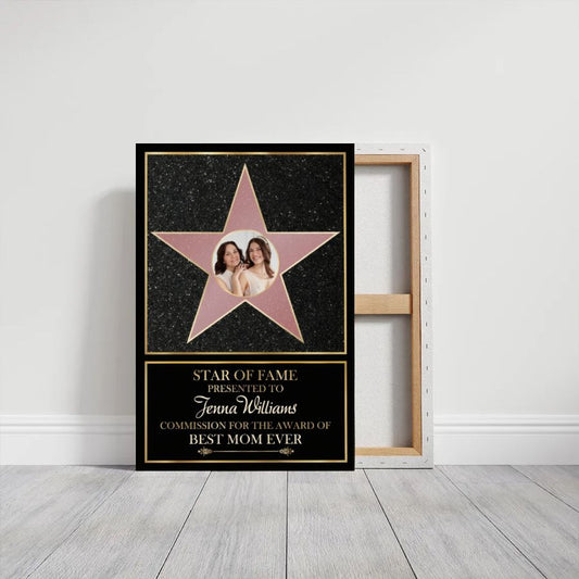 Personalized Star of Fame Canvas Print with Photo, Best Mom Ever Custom Gift for Mother's Day