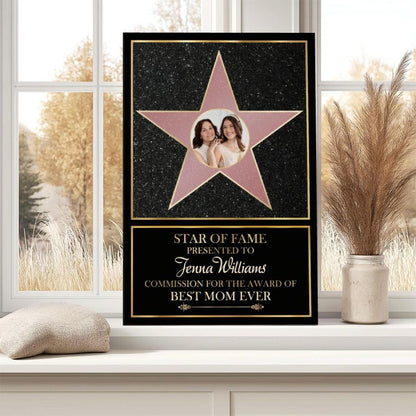 Personalized Star of Fame Canvas Print with Photo, Best Mom Ever Custom Gift for Mother's Day