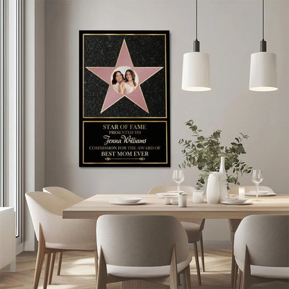 Personalized Star of Fame Canvas Print with Photo, Best Mom Ever Custom Gift for Mother's Day