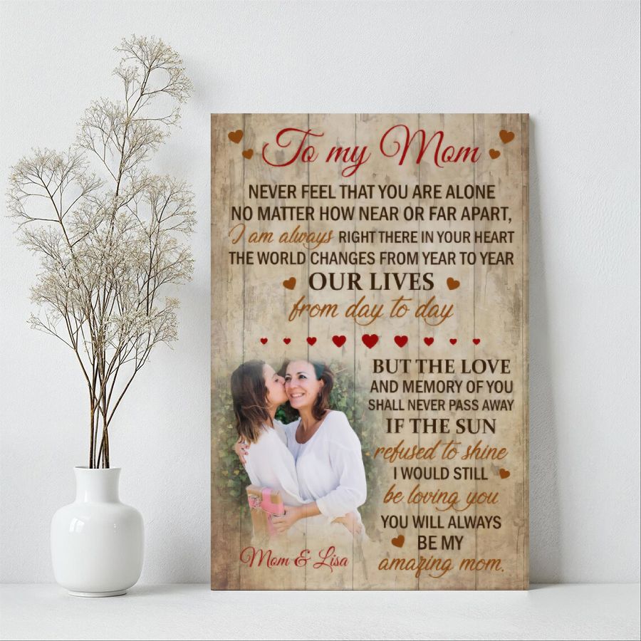 Personalized Memorial Photo Canvas, Custom Sympathy Gift for Loss of Mom