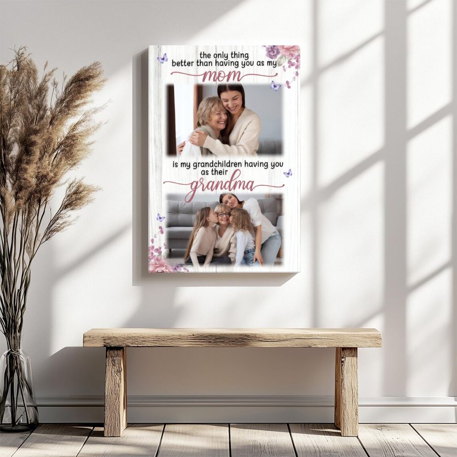Personalized Mom to Grandma Photo Canvas, Custom Mother's Day Gift, Family Photo Collage Wall Art