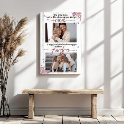Personalized Mom to Grandma Photo Canvas, Custom Mother's Day Gift, Family Photo Collage Wall Art