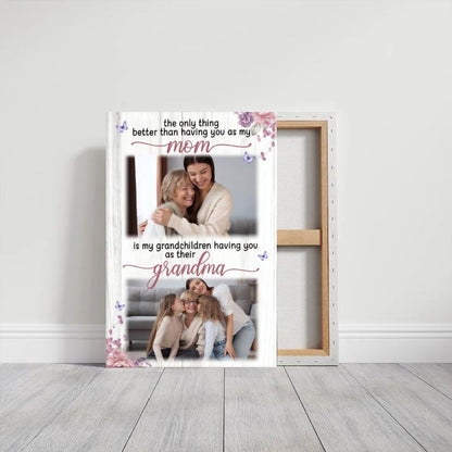 Personalized Mom to Grandma Photo Canvas, Custom Mother's Day Gift, Family Photo Collage Wall Art