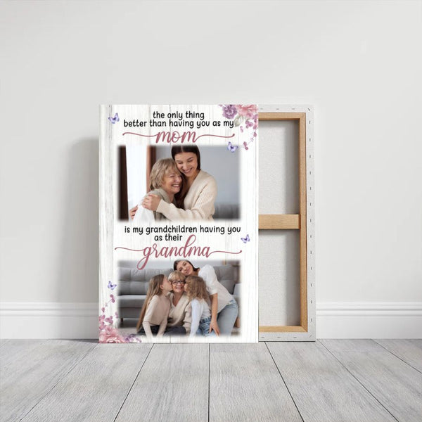 Personalized Mom to Grandma Photo Canvas, Custom Mother's Day Gift, Family Photo Collage Wall Art