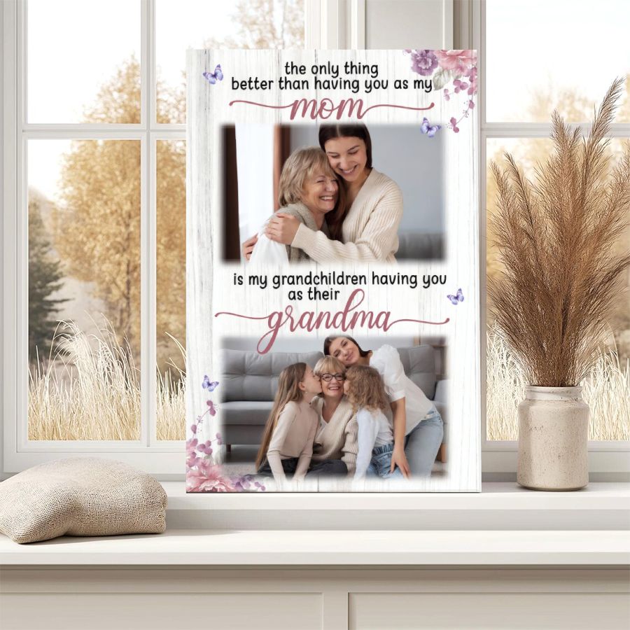 Personalized Mom to Grandma Photo Canvas, Custom Mother's Day Gift, Family Photo Collage Wall Art