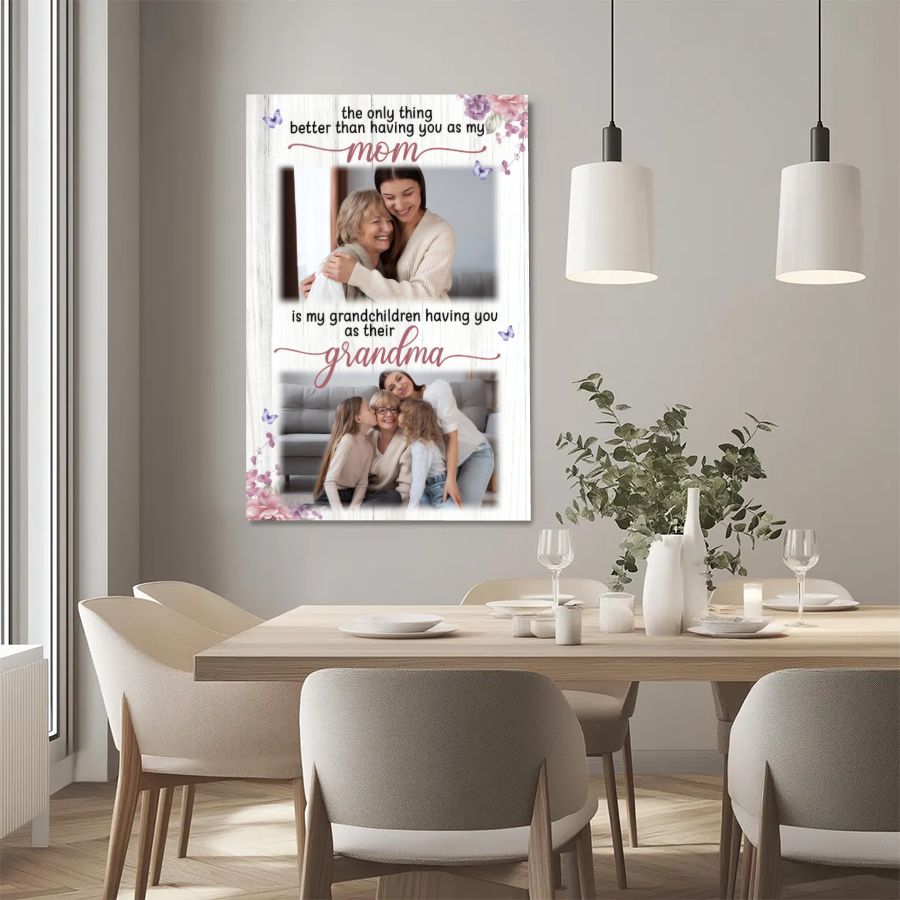 Personalized Mom to Grandma Photo Canvas, Custom Mother's Day Gift, Family Photo Collage Wall Art