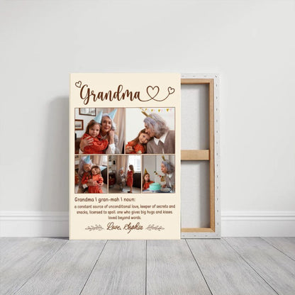 Personalized Grandma Photo Collage Canvas, Custom Grandchildren Pictures, Mother's Day Gift for Grandma