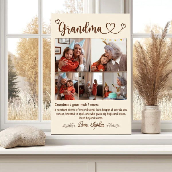 Personalized Grandma Photo Collage Canvas, Custom Grandchildren Pictures, Mother's Day Gift for Grandma