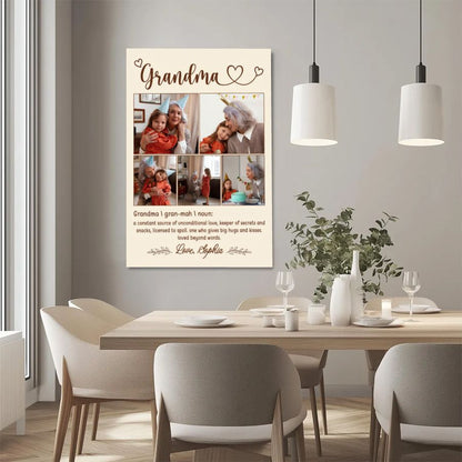 Personalized Grandma Photo Collage Canvas, Custom Grandchildren Pictures, Mother's Day Gift for Grandma