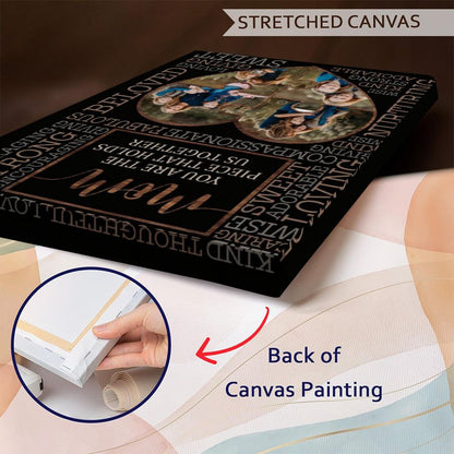 Personalized Mom Heart Puzzle Photo Canvas, Custom 4 Photo Collage Mother's Day Gift