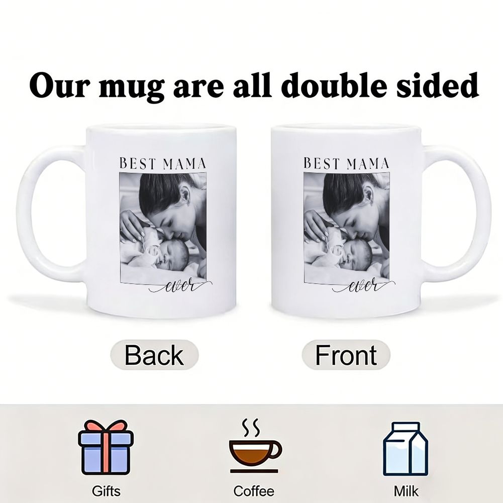 Best Mama Ever Custom Photo Mug Gift for Mother's Day - 11oz