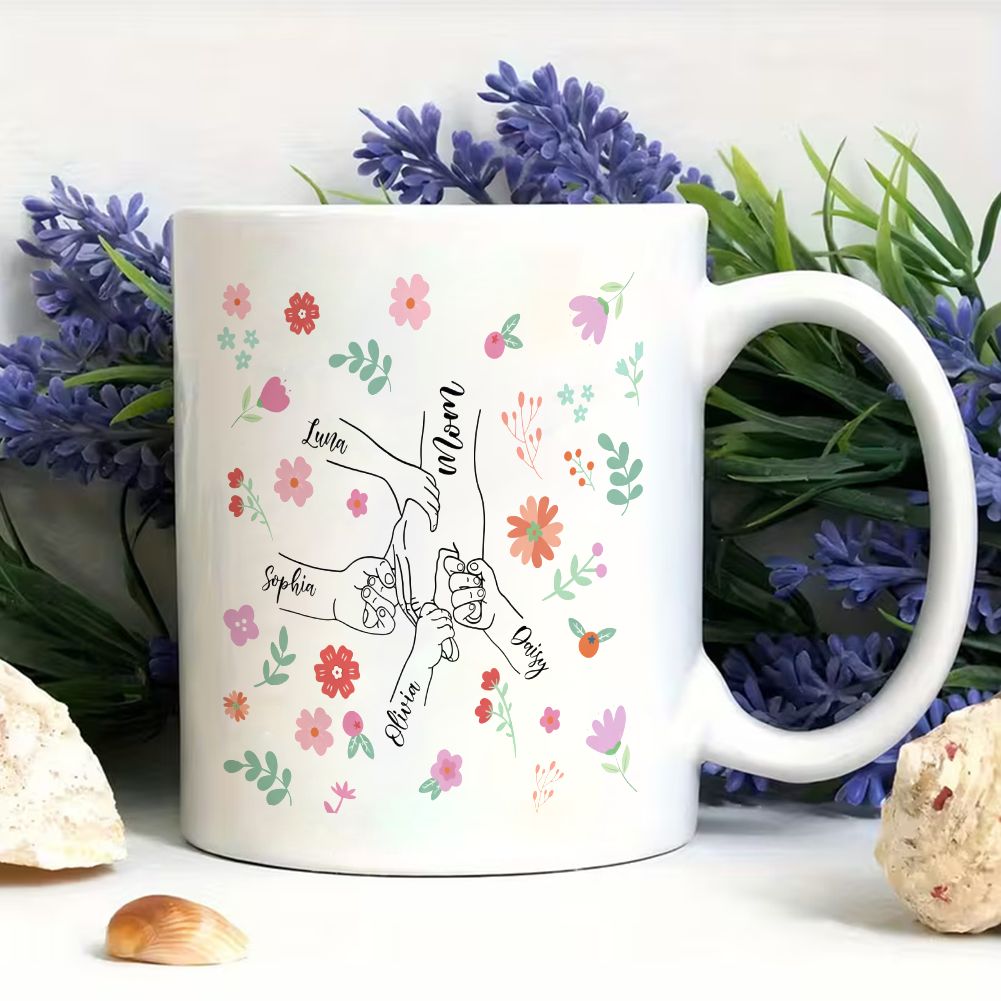 Personalized Floral Name Mug for Mom Mother's Day Gift - 11oz