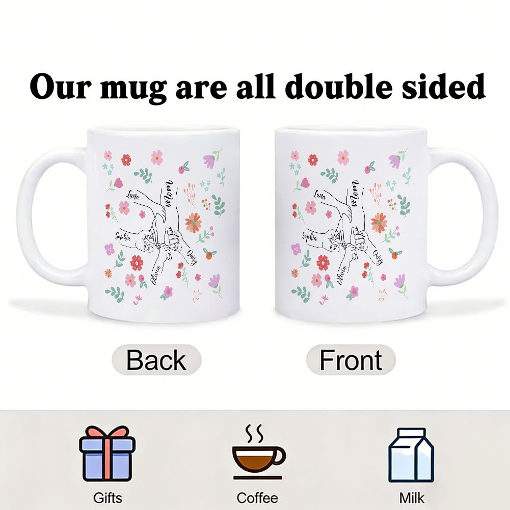 Personalized Floral Name Mug for Mom Mother's Day Gift - 11oz