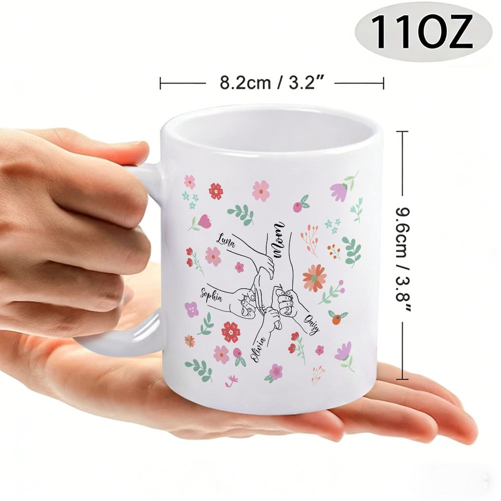 Personalized Floral Name Mug for Mom Mother's Day Gift - 11oz