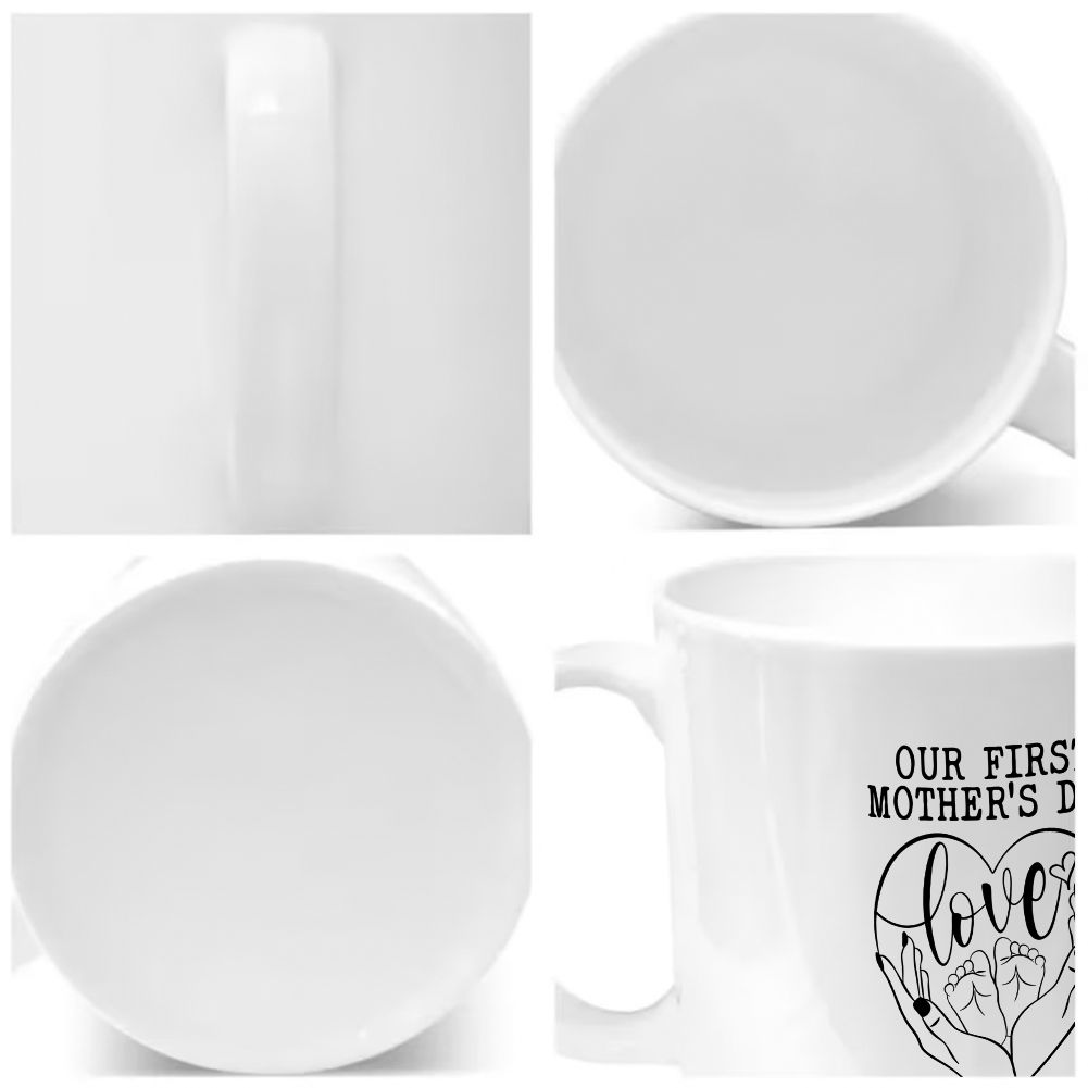 Our First Mother's Day Mom Holding Baby Feet Custom Name & Date Mug - 11oz