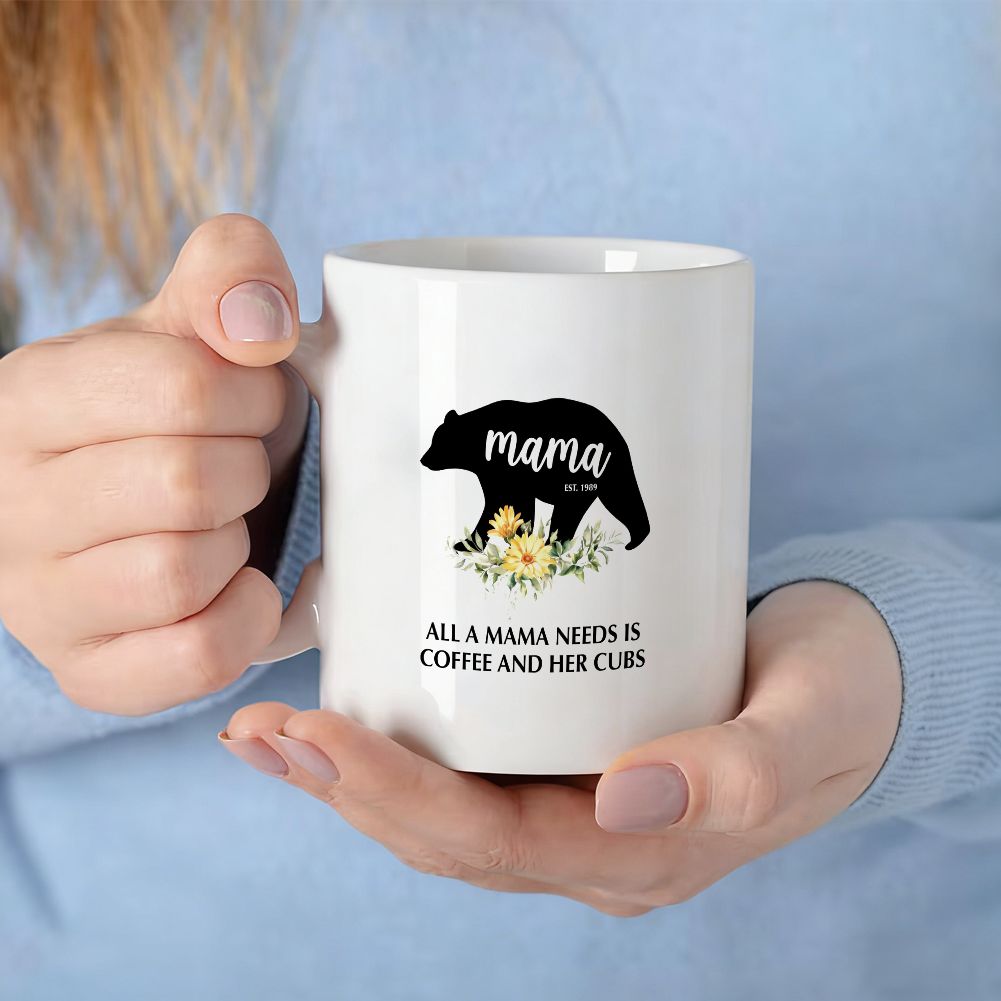 All A Mama Needs Is Coffee And Her Cubs EST. Personalized Mother's Day Mug - 11oz