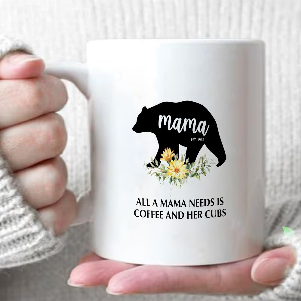 All A Mama Needs Is Coffee And Her Cubs EST. Personalized Mother's Day Mug - 11oz