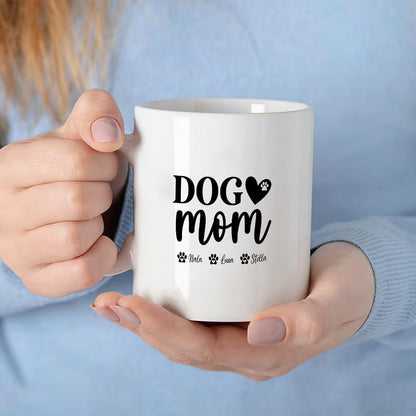 Dog Mom Custom Names Paw Print Mug Gift for Mother's Day - 11oz