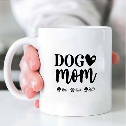 Dog Mom Custom Names Paw Print Mug Gift for Mother's Day - 11oz