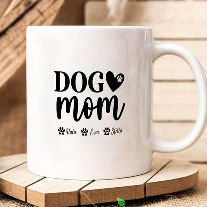 Dog Mom Custom Names Paw Print Mug Gift for Mother's Day - 11oz