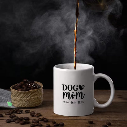 Dog Mom Custom Names Paw Print Mug Gift for Mother's Day - 11oz