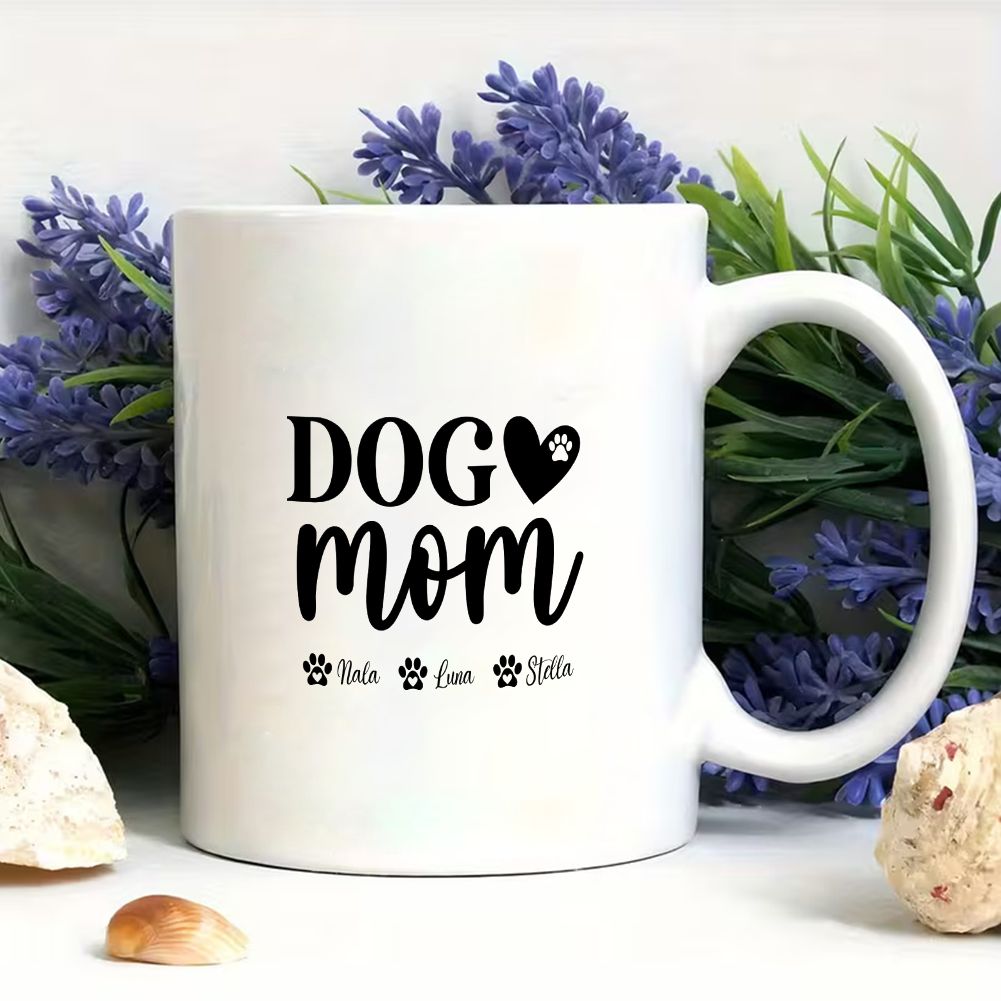 Dog Mom Custom Names Paw Print Mug Gift for Mother's Day - 11oz