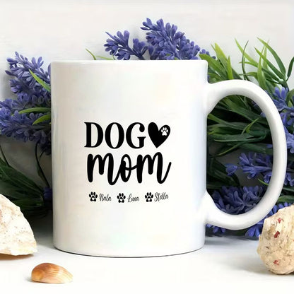 Dog Mom Custom Names Paw Print Mug Gift for Mother's Day - 11oz