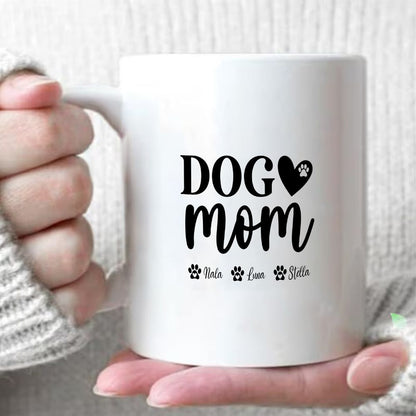 Dog Mom Custom Names Paw Print Mug Gift for Mother's Day - 11oz