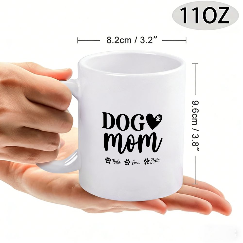 Dog Mom Custom Names Paw Print Mug Gift for Mother's Day - 11oz