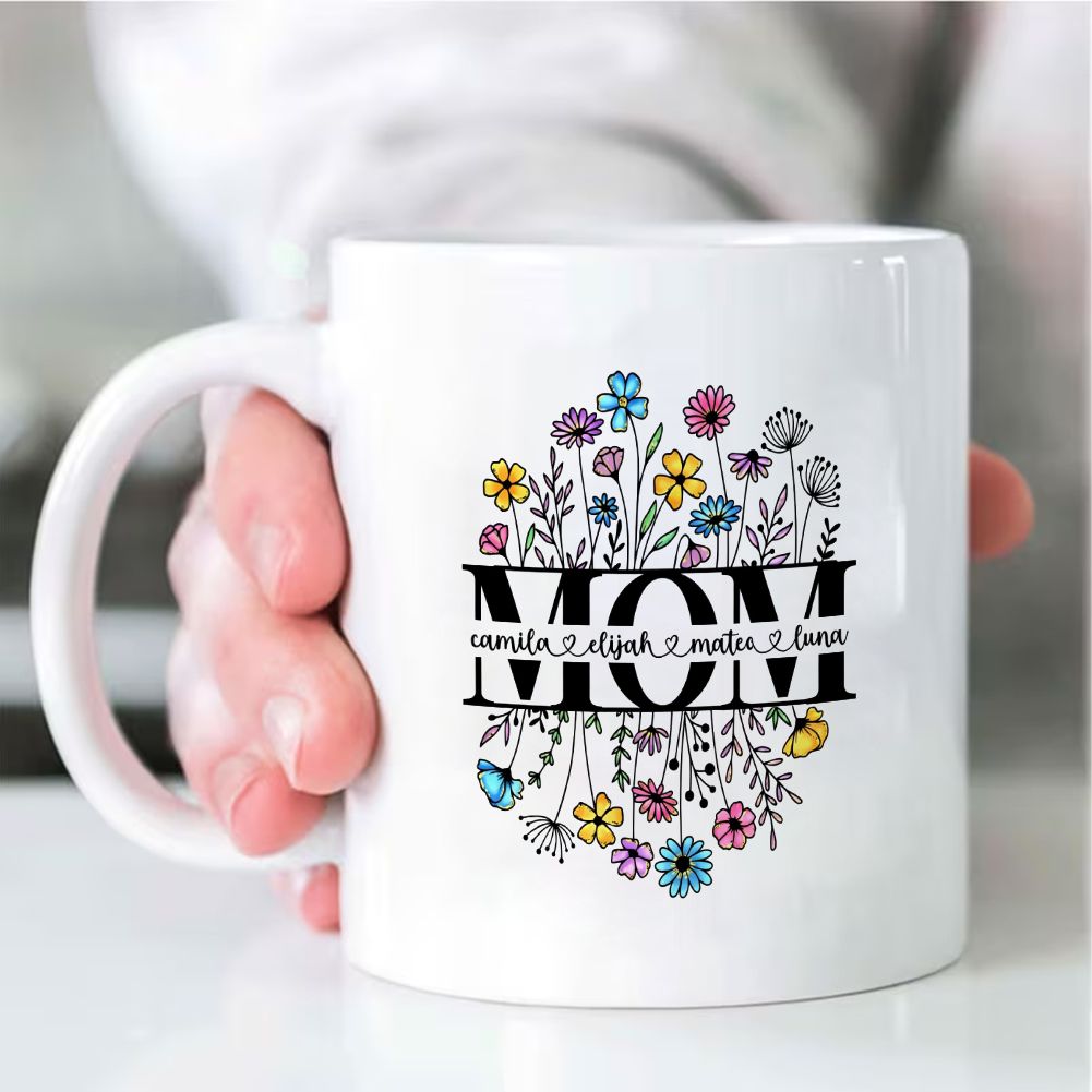 Personalized MOM Wildflower Name Mug Custom Mother's Day Gift - 11oz