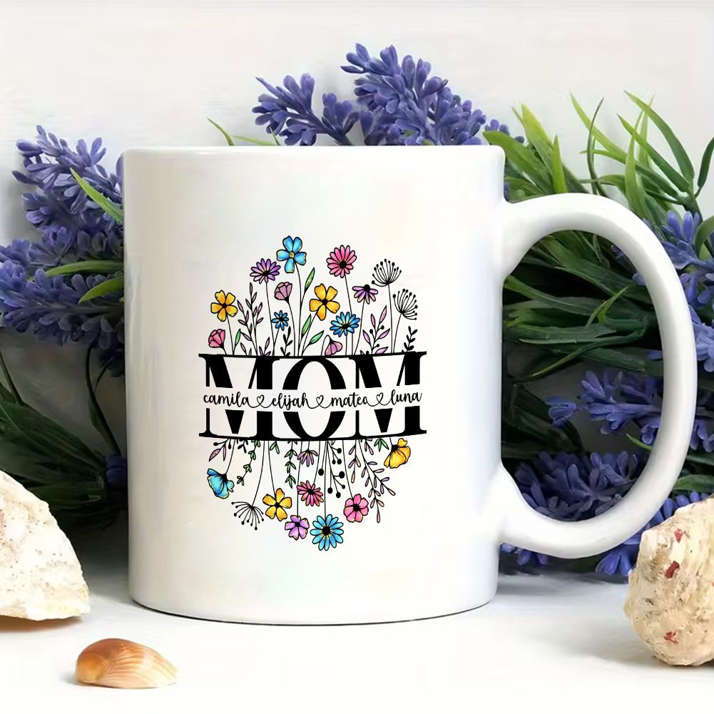 Personalized MOM Wildflower Name Mug Custom Mother's Day Gift - 11oz