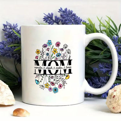 Personalized MOM Wildflower Name Mug Custom Mother's Day Gift - 11oz