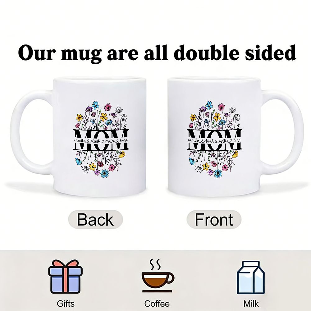 Personalized MOM Wildflower Name Mug Custom Mother's Day Gift - 11oz
